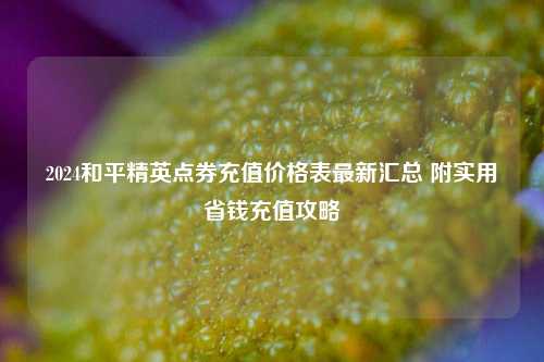 2024和平精英点券充值价格表最新汇总 附实用省钱充值攻略