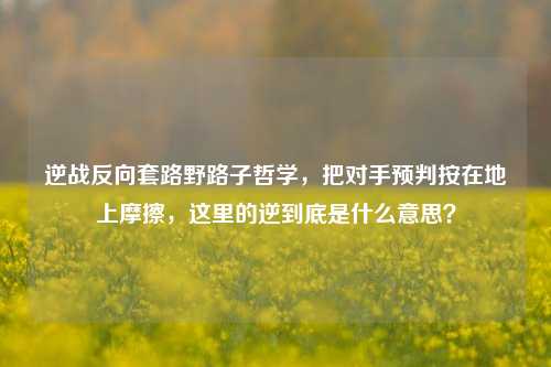 逆战反向套路野路子哲学,把对手预判按在地上摩擦,这里的逆到底是什么意思?