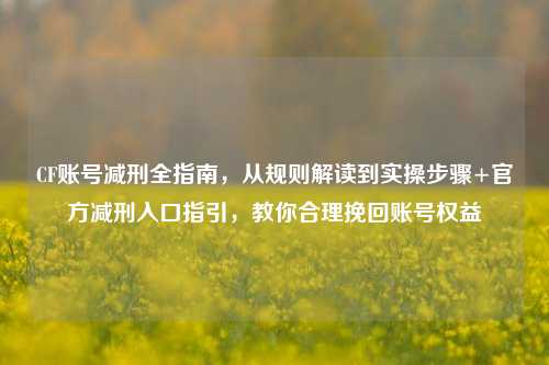 CF账号减刑全指南,从规则解读到实操步骤+官方减刑入口指引,教你合理挽回账号权益