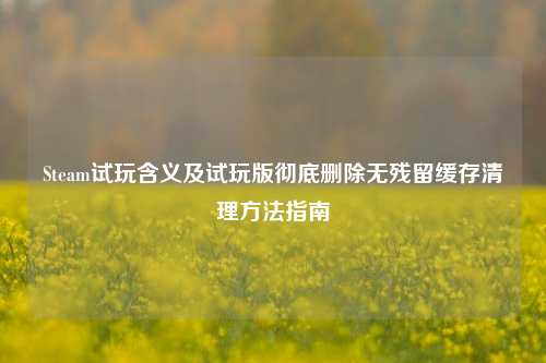 Steam试玩含义及试玩版彻底删除无残留缓存清理方法指南