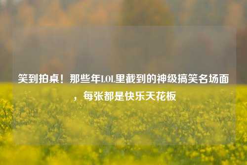 笑到拍桌!那些年LOL里截到的神级搞笑名场面,每张都是快乐天花板