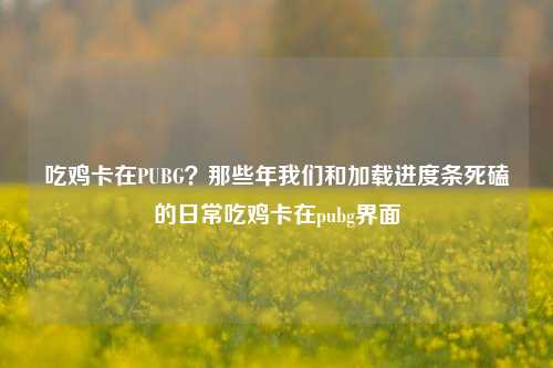 吃鸡卡在PUBG?那些年我们和加载进度条死磕的日常吃鸡卡在pubg界面