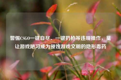 警惕CSGO一键自尽、一键扔枪等违规操作,莫让游戏陋习成为侵蚀游戏文明的隐形毒药