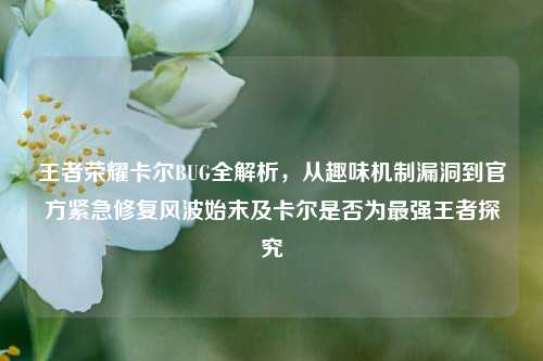 王者荣耀卡尔BUG全解析,从趣味机制漏洞到官方紧急修复风波始末及卡尔是否为最强王者探究