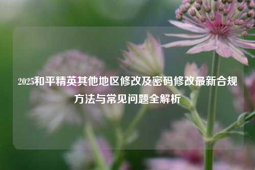 2025和平精英其他地区修改及密码修改最新合规方法与常见问题全解析