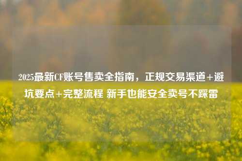 2025最新CF账号售卖全指南,正规交易渠道+避坑要点+完整流程 新手也能安全卖号不踩雷
