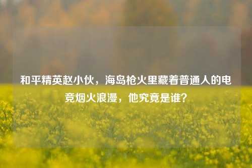 和平精英赵小伙,海岛枪火里藏着普通人的电竞烟火浪漫,他究竟是谁?
