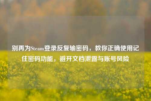 别再为Steam登录反复输密码，教你正确使用记住密码功能，避开文档泄露与账号风险