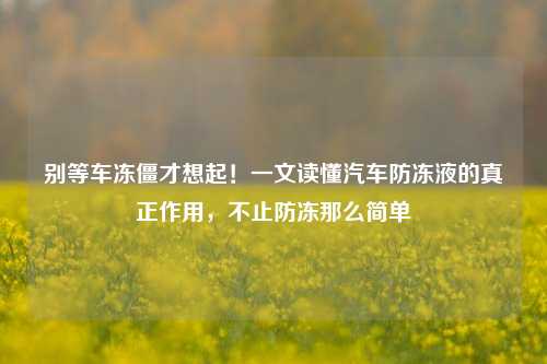 别等车冻僵才想起!一文读懂汽车防冻液的真正作用,不止防冻那么简单