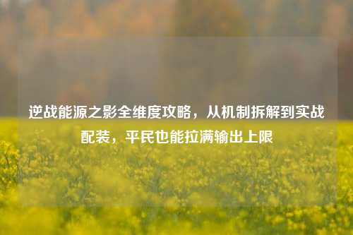 逆战能源之影全维度攻略,从机制拆解到实战配装,平民也能拉满输出上限
