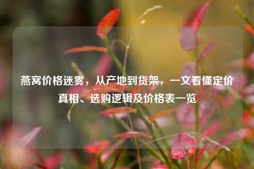 燕窝价格迷雾，从产地到货架，一文看懂定价真相、选购逻辑及价格表一览