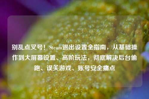 别乱点叉号!Steam退出设置全指南,从基础操作到大屏幕设置、高阶玩法,彻底解决后台偷跑、误关游戏、账号安全痛点