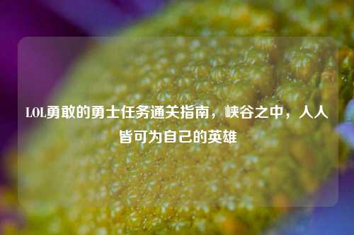 LOL勇敢的勇士任务通关指南,峡谷之中,人人皆可为自己的英雄