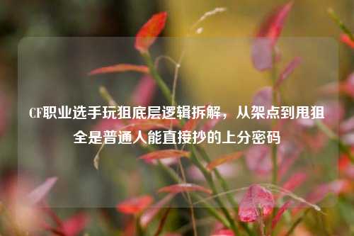 CF职业选手玩狙底层逻辑拆解,从架点到甩狙全是普通人能直接抄的上分密码