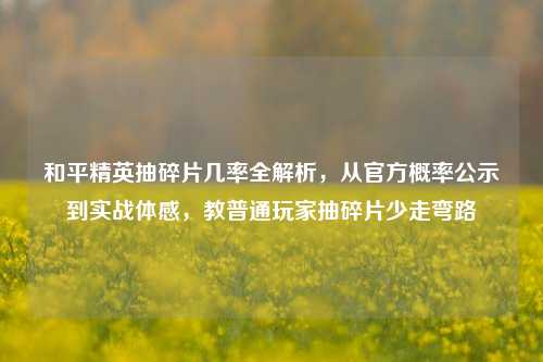 和平精英抽碎片几率全解析,从官方概率公示到实战体感,教普通玩家抽碎片少走弯路