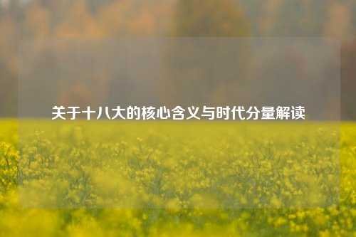 关于十八大的核心含义与时代分量解读