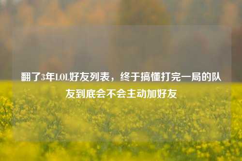 翻了3年LOL好友列表，终于搞懂打完一局的队友到底会不会主动加好友