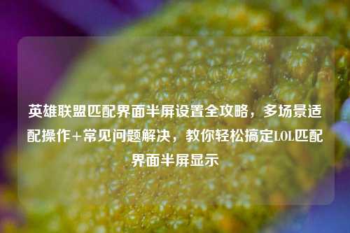 英雄联盟匹配界面半屏设置全攻略,多场景适配操作+常见问题解决,教你轻松搞定LOL匹配界面半屏显示