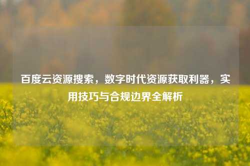 百度云资源搜索，数字时代资源获取利器，实用技巧与合规边界全解析