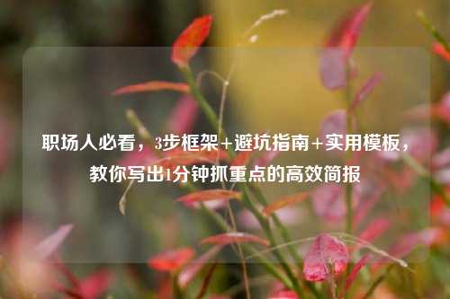职场人必看，3步框架+避坑指南+实用模板，教你写出1分钟抓重点的高效简报