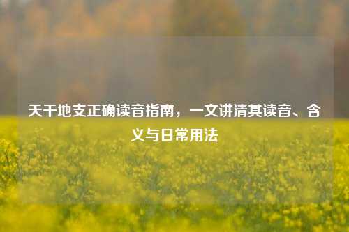 天干地支正确读音指南，一文讲清其读音、含义与日常用法