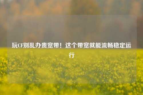 玩CF别乱办贵宽带!这个带宽就能流畅稳定运行