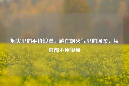 烟火里的平价浪漫，藏在烟火气里的温柔，从来都不用很贵