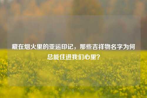 藏在烟火里的亚运印记,那些吉祥物名字为何总能住进我们心里?