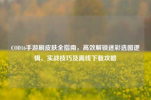 COD16手游刷皮肤全指南,高效解锁迷彩选图逻辑、实战技巧及离线下载攻略