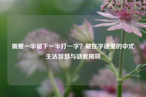 需要一半留下一半打一字?藏在字谜里的中式生活智慧与谜底揭晓