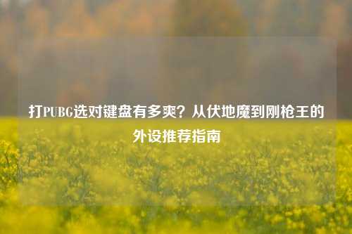 打PUBG选对键盘有多爽？从伏地魔到刚枪王的外设推荐指南