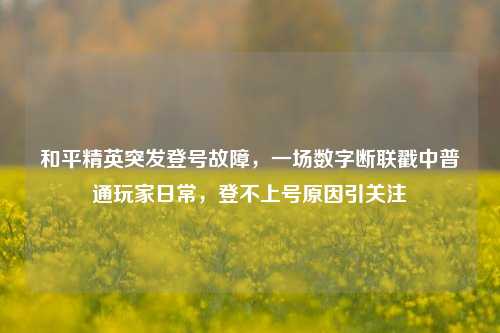 和平精英突发登号故障,一场数字断联戳中普通玩家日常,登不上号原因引关注