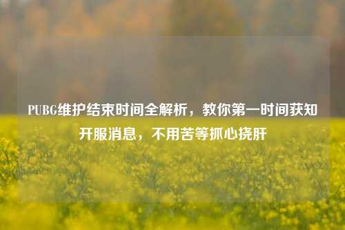 PUBG维护结束时间全解析,教你第一时间获知开服消息,不用苦等抓心挠肝