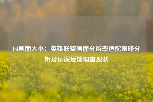 lol画面大小：英雄联盟画面分辨率适配策略分析及玩家反馈调查现状