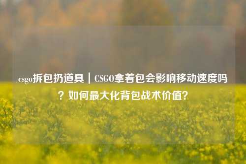csgo拆包扔道具｜CSGO拿着包会影响移动速度吗？如何最大化背包战术价值？