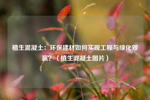 植生混凝土：环保建材如何实现工程与绿化双赢？（植生混凝土图片）